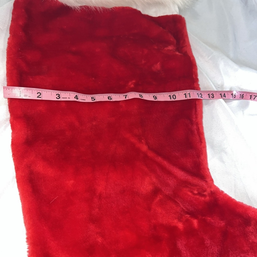 X-Large  Christmas 31 Stocking Cherry Plush With Holly‎ Vintage - Picture 7 of 7